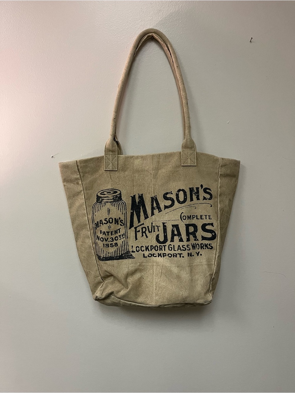 Cotton Tote Bag Mason Jars Country Vintage Theme